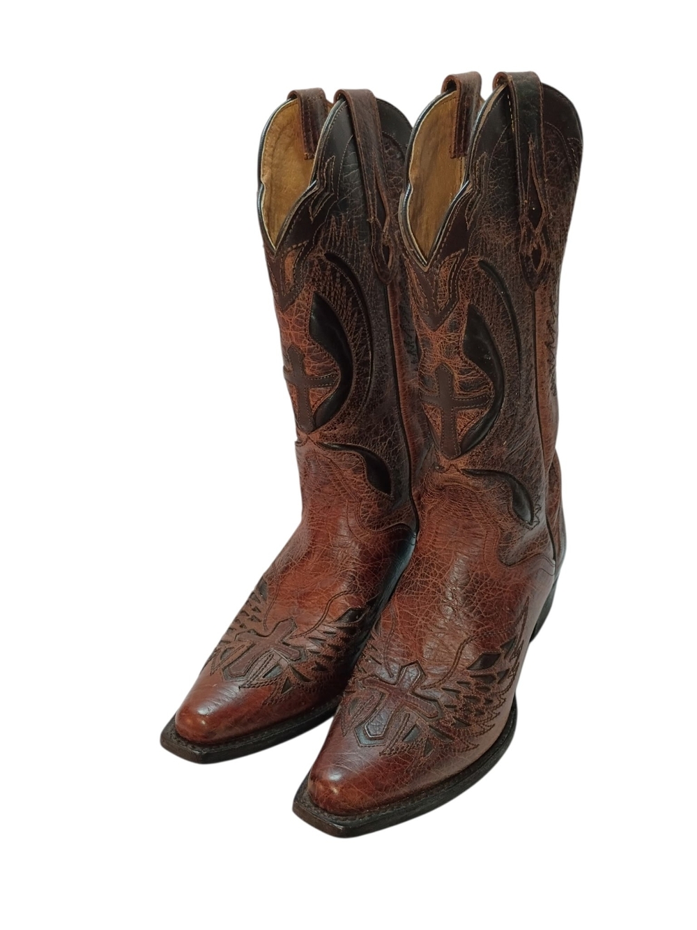 JB Dillon JBW2218 Brown Leather CROSS Cowgirl Boots Womens 6.5B Rodeo Line Dance